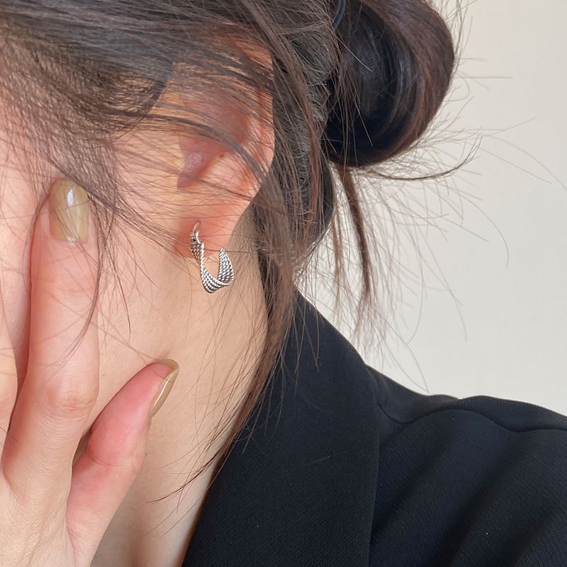 S925 Sterling Silver Twist Ear Clip Vintage Twisted Eardrop Earrings - Image 11