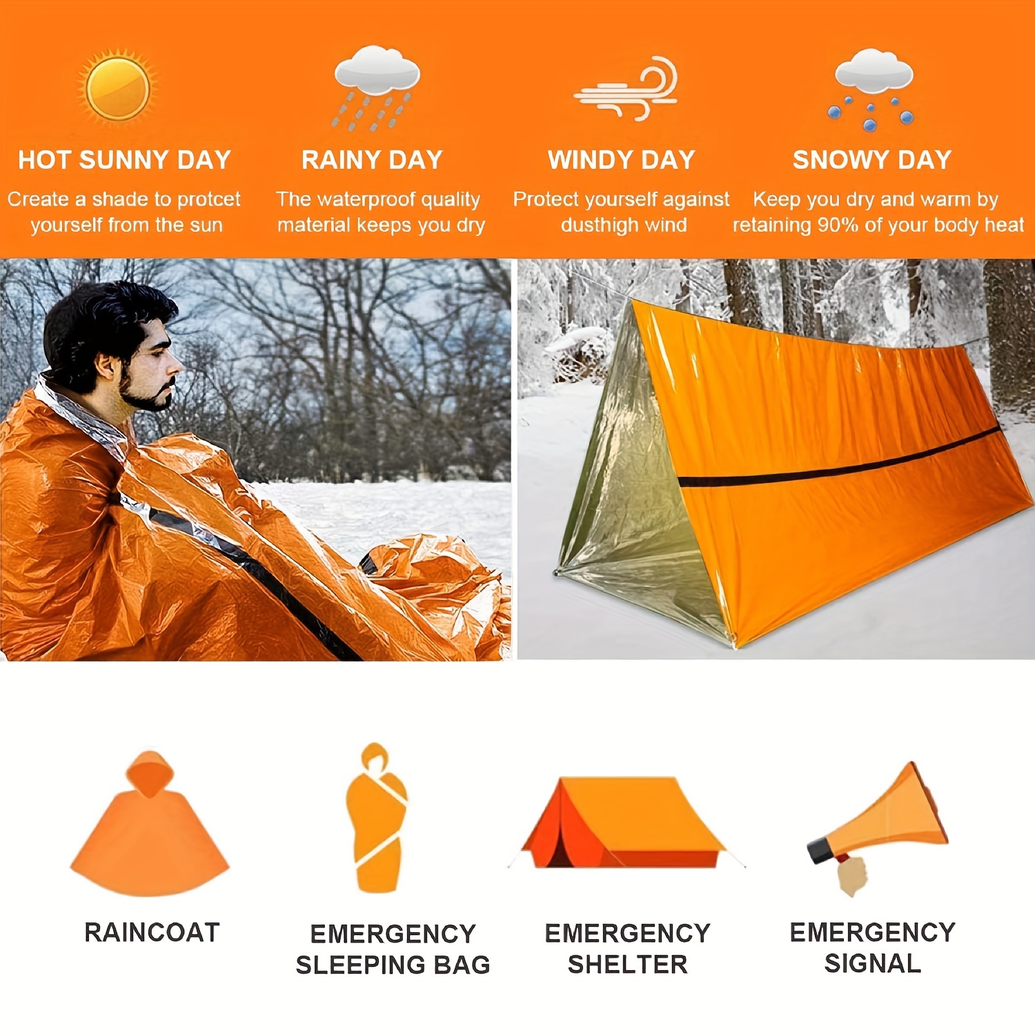 Portable Lightweight Emergency Sleeping Bag & Blanket Tent - Thermal Bivy Sack for Camping, Hiking, and Outdoor Adventures - Windproof, Waterproof Survival Blanket - Image 22