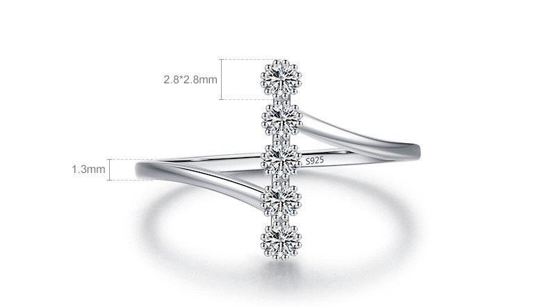 Elegant Sterling Silver Zircon Inlaid Ring for Women - Stunning Jewelry Piece - Image 5
