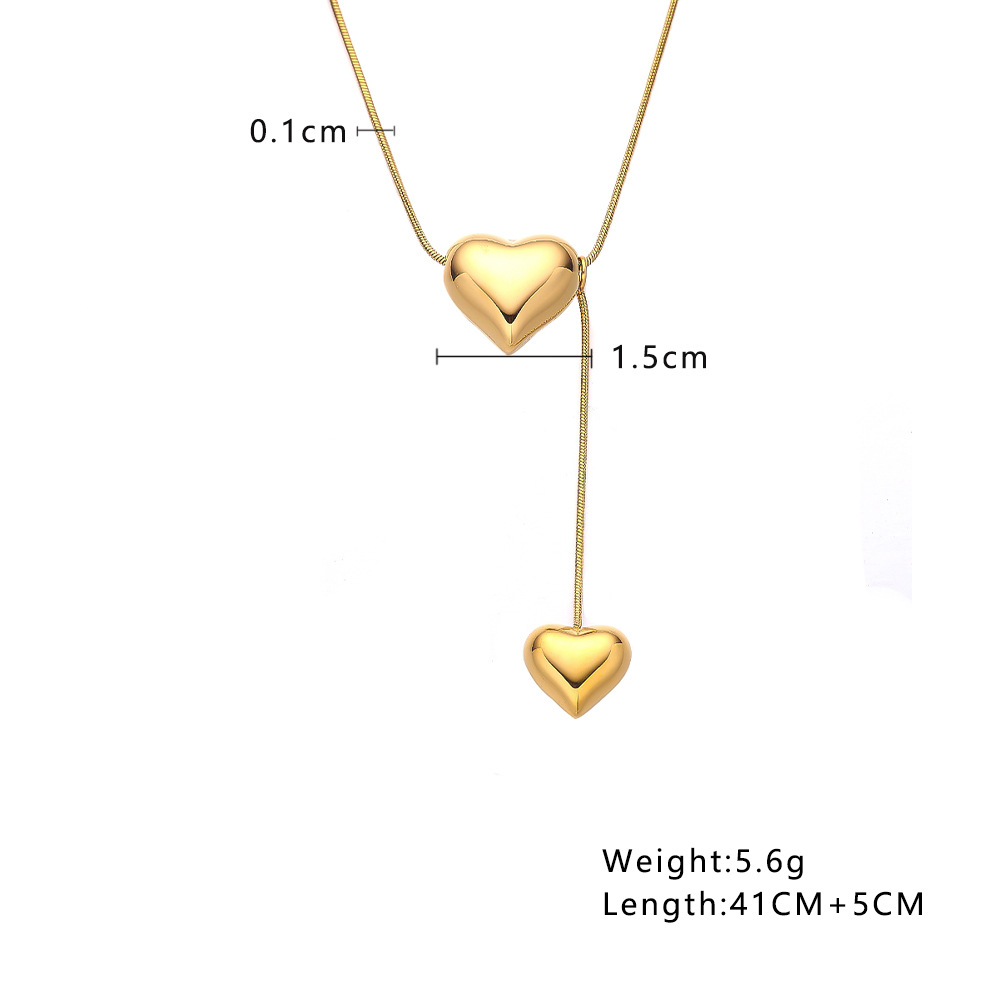 Elegant Stainless Steel Necklace with Simple Peach Heart Chain Design - Image 6