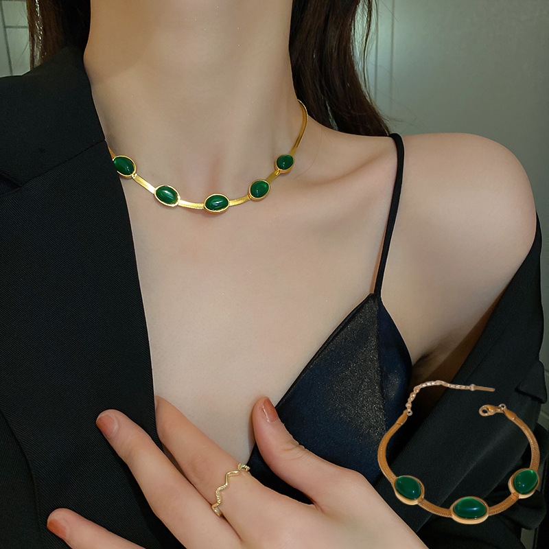 Stylish Multilayer Green Stone Crystal Snake Chain Necklace for Women - Boho Fashion Jewelry Gift - Image 9