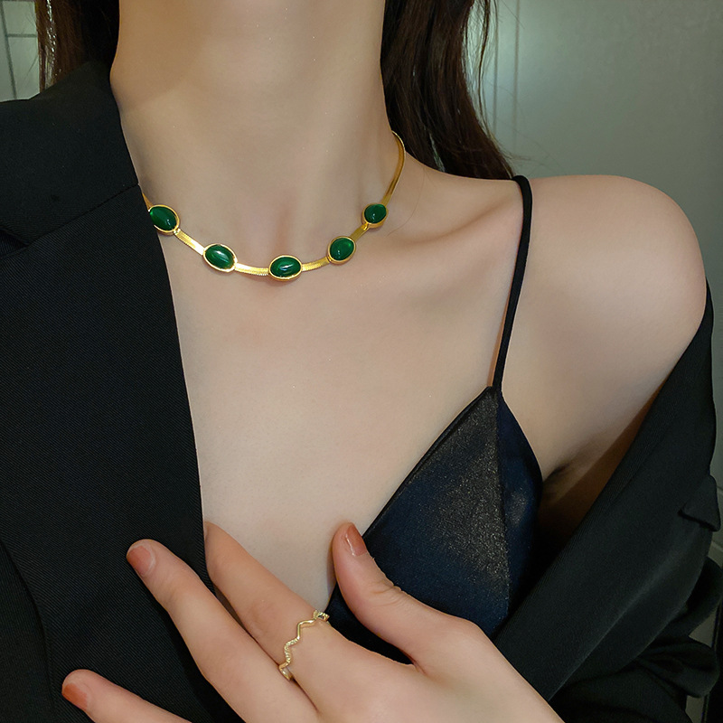 Stylish Multilayer Green Stone Crystal Snake Chain Necklace for Women - Boho Fashion Jewelry Gift - Image 10