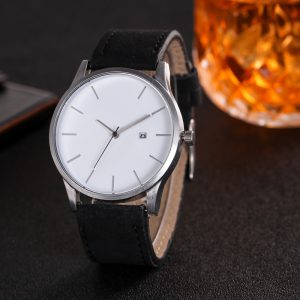 Men's Fashion Business Large Dial Quartz Watch with Matte Belt – Simple & Stylish Timepiece
