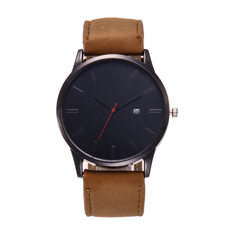 Men's Fashion Business Large Dial Quartz Watch with Matte Belt – Simple & Stylish Timepiece - Image 9