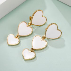 Vintage Colorful Heart-shaped Enamel Earrings – Retro Style Accessory