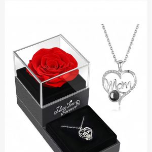 Titanium Steel Projection Necklace for Women - Love Heart-shaped Zircon Pendant with Peach Heart Letter