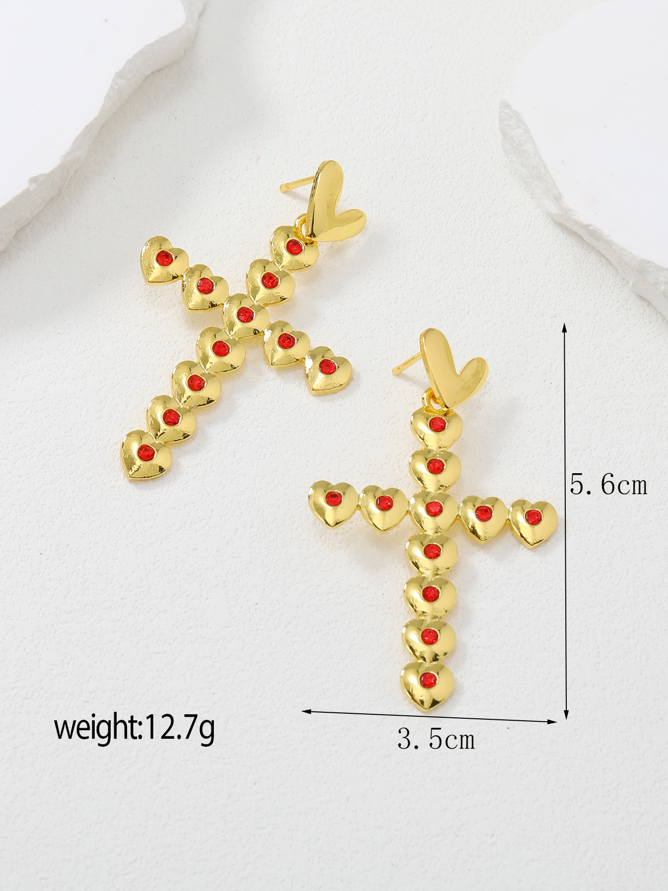 Luxury Crystal Stud Earrings - Series Geometric Square Water Drop Design - Image 2