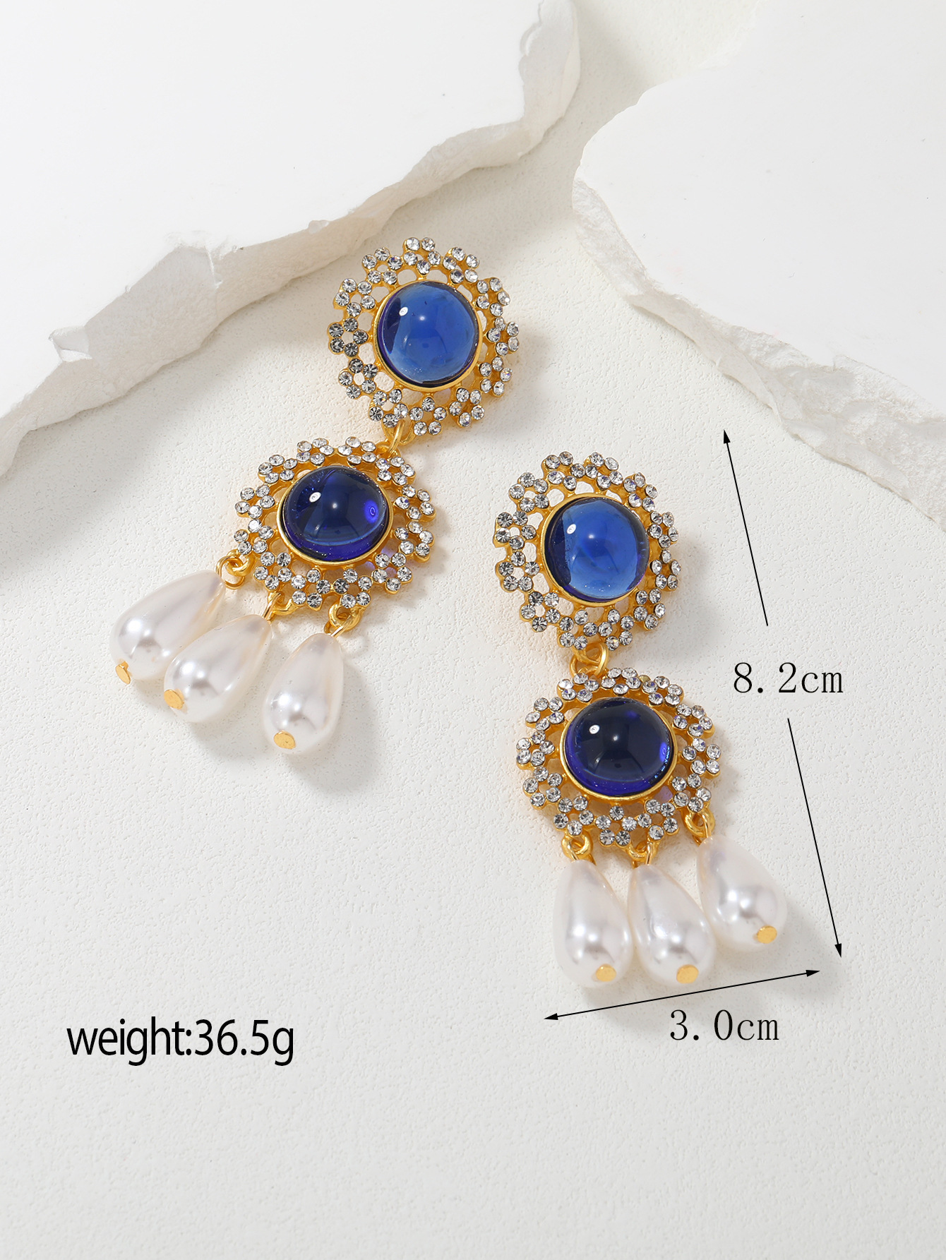 Luxury Crystal Stud Earrings - Series Geometric Square Water Drop Design - Image 3
