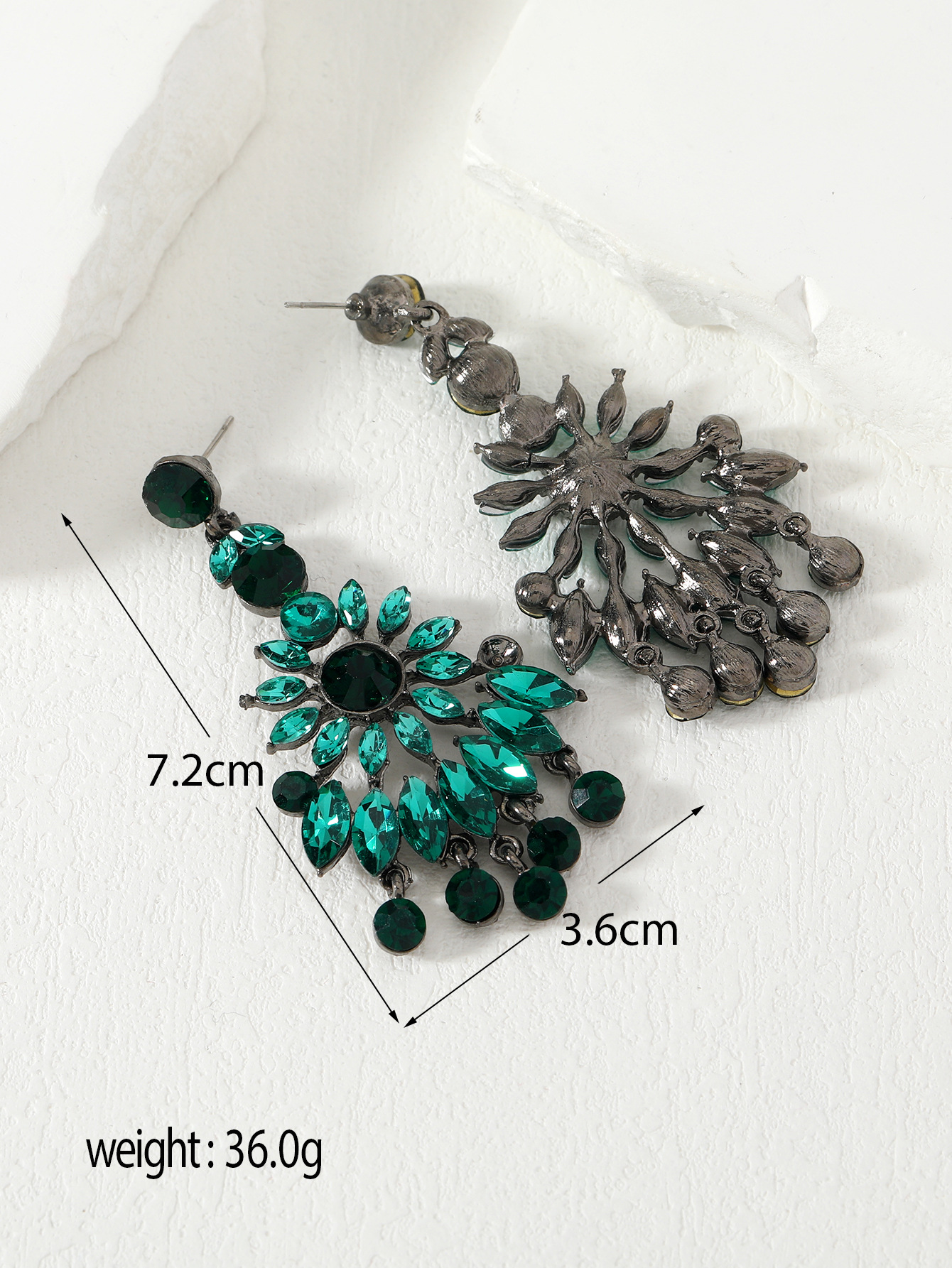 Luxury Crystal Stud Earrings - Series Geometric Square Water Drop Design - Image 4