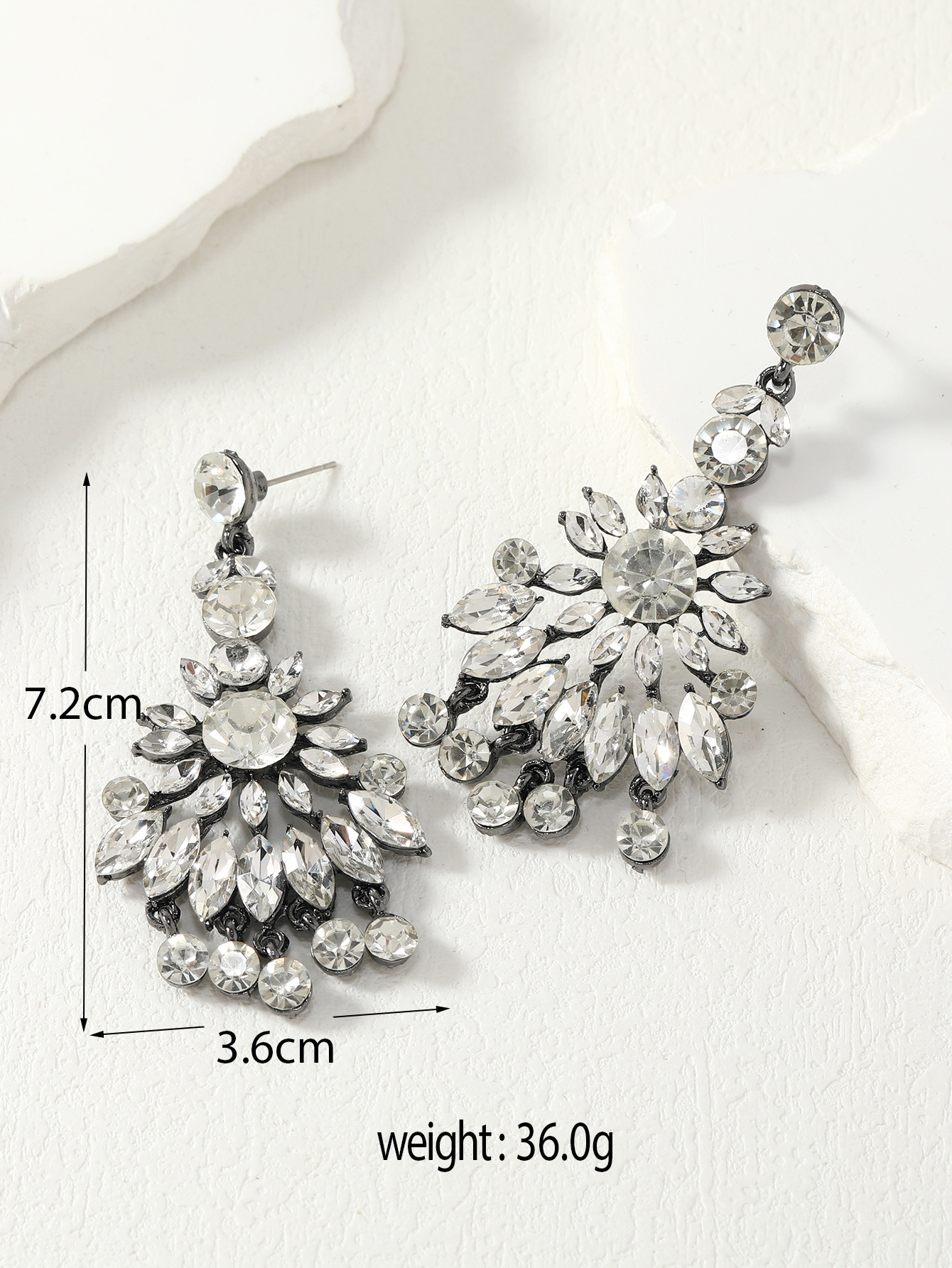 Luxury Crystal Stud Earrings - Series Geometric Square Water Drop Design - Image 5