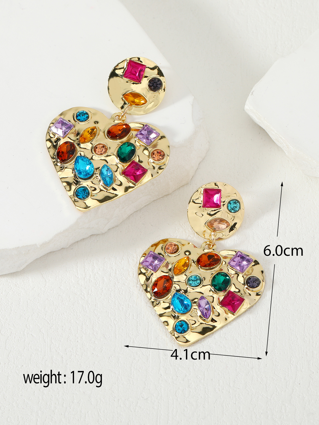 Luxury Crystal Stud Earrings - Series Geometric Square Water Drop Design - Image 6