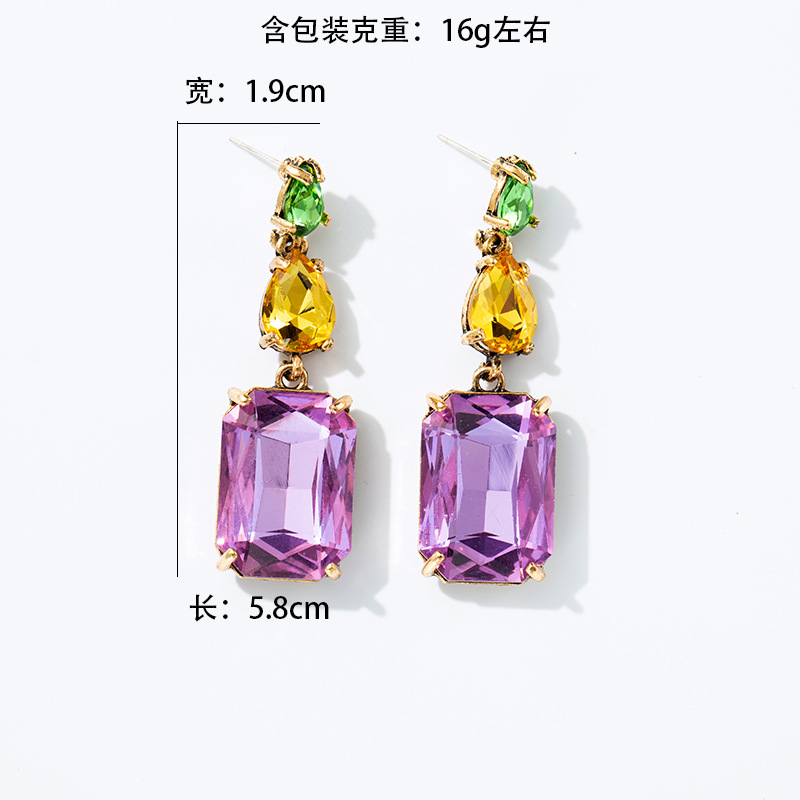 Luxury Crystal Stud Earrings - Series Geometric Square Water Drop Design - Image 12