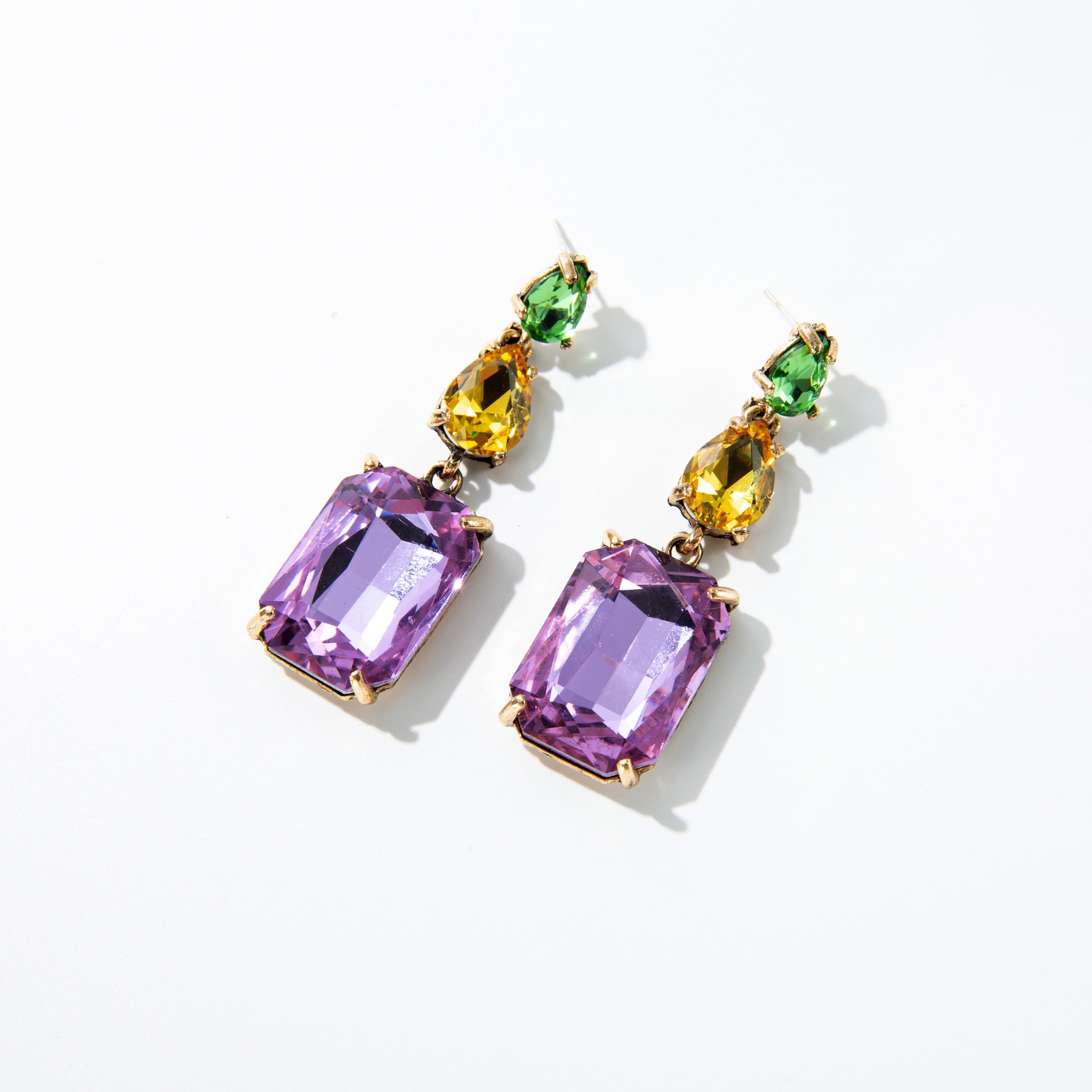 Luxury Crystal Stud Earrings - Series Geometric Square Water Drop Design - Image 15
