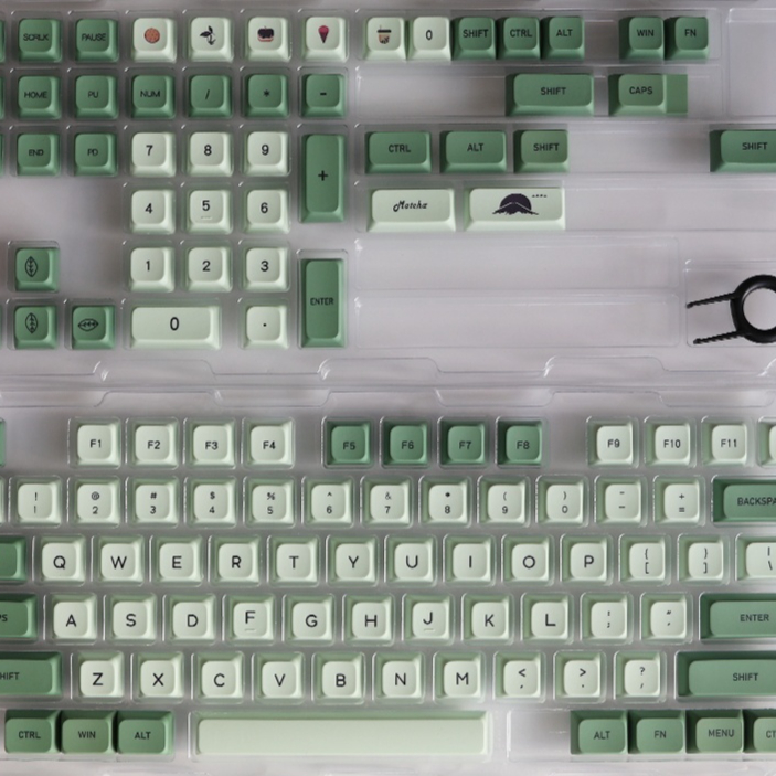 124-Key Matcha Inspired PBT Sublimation Keycap for Custom Keyboards - Image 5