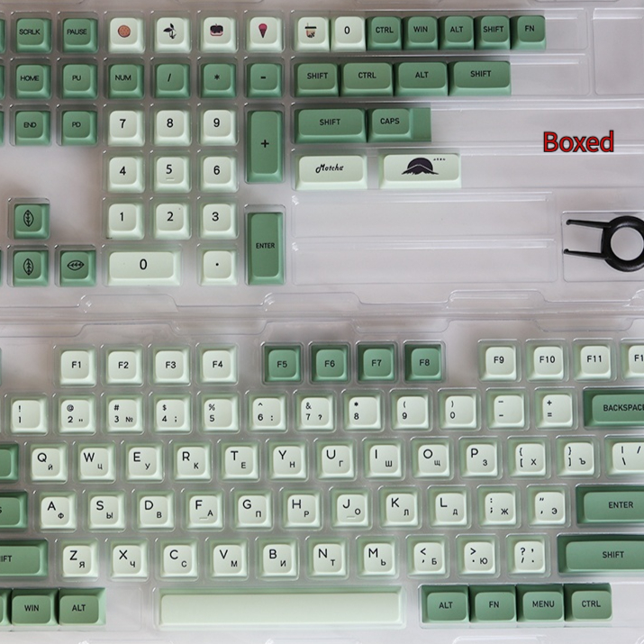 124-Key Matcha Inspired PBT Sublimation Keycap for Custom Keyboards - Image 9