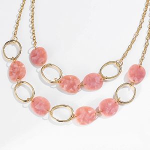 Stylish Multilayer Short Necklace for Women - Regular Alloy Geometric Circle Acetate Plate
