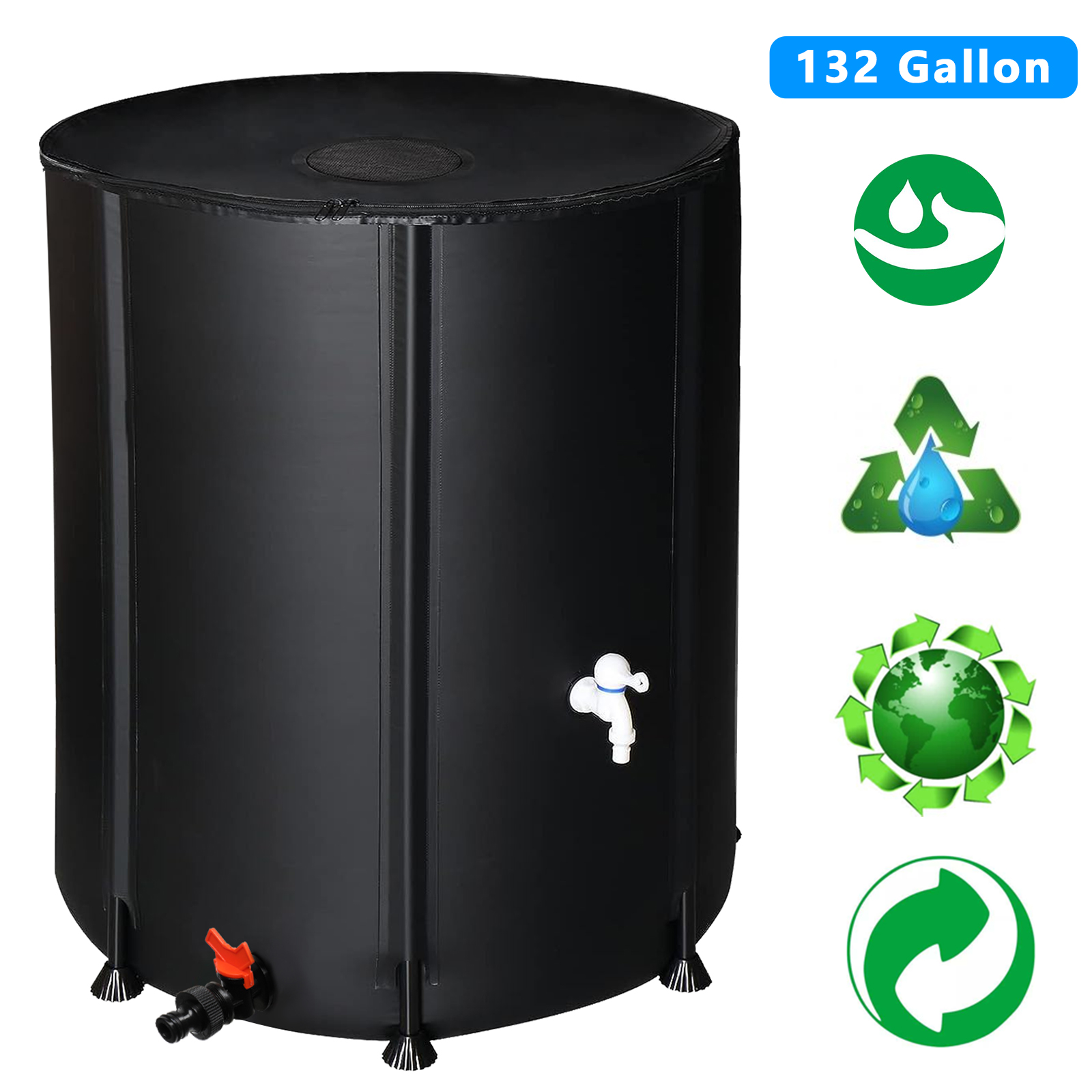 132-Gallon Black PVC Collapsible Rain Bucket – Durable & Portable Water Collector - Image 8