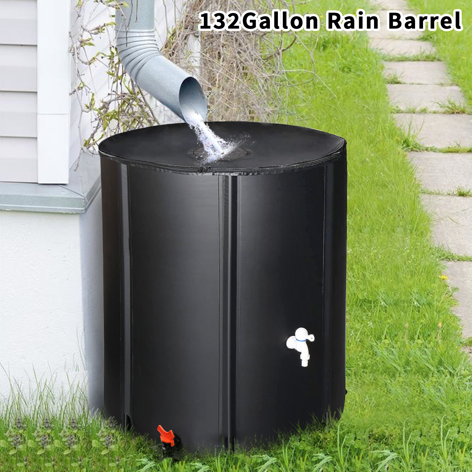 132-Gallon Black PVC Collapsible Rain Bucket – Durable & Portable Water Collector - Image 9