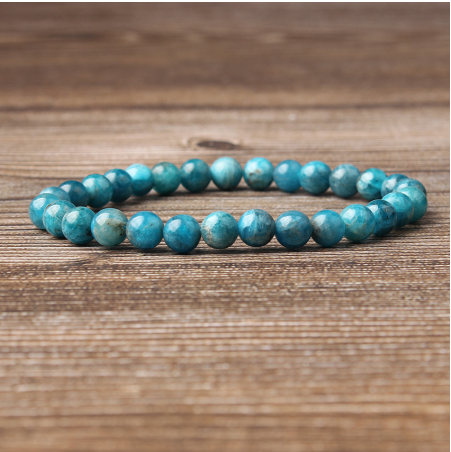 Versatile Natural Blue Apatite Bracelets for Men and Women - Stylish Elastic Beaded Jewelry - Image 4