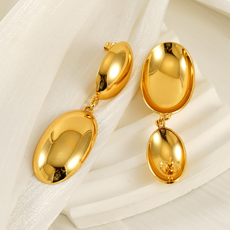 Stylish Exaggerated Geometry Oval Earrings - Simple Yet Eye-Catching - Image 2