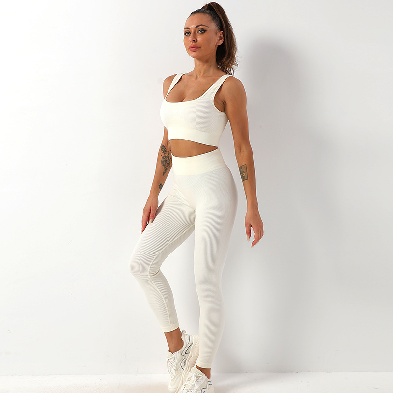 2pcs Seamless Yoga Set: High Waist Leggings & Bra for Women's Fitness Sportswear - Image 3