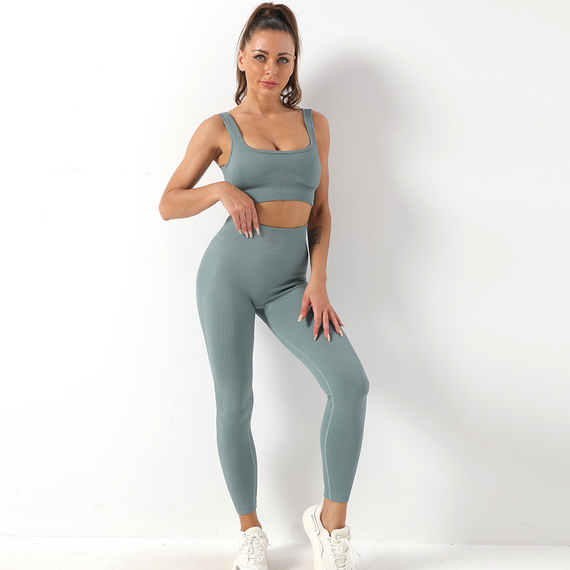 2pcs Seamless Yoga Set: High Waist Leggings & Bra for Women's Fitness Sportswear - Image 4