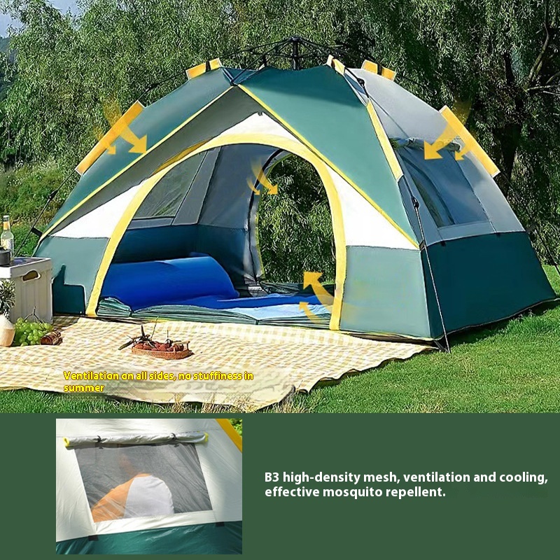 Automatic Quick-Open Tent for 3-4 People - Ideal for Outdoor Camping - Image 2