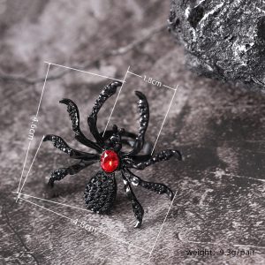 Halloween Spider Ring with Rhinestones - Trendy Open Fashion Rings for Women Jewelry Accessories