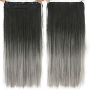 Dyed Gradual Straight Hair Clip, T-color Curtain Hair Extension Piece