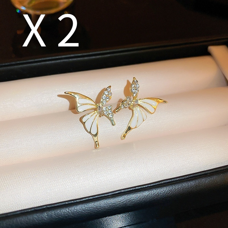 Stylish Rhinestone Butterfly Stud Earrings - Versatile Fashion Jewelry for Women - Image 4