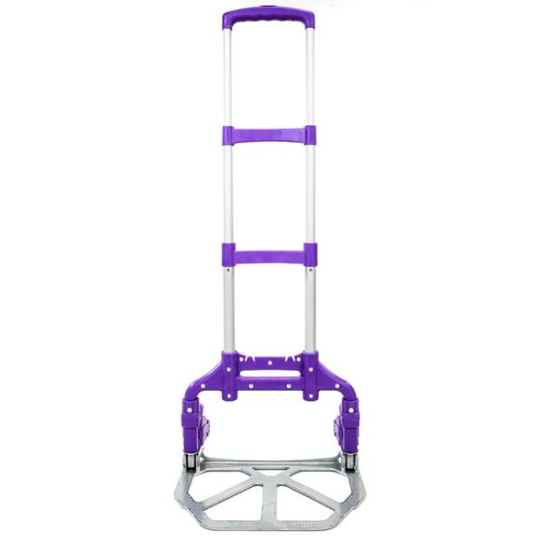 Compact Foldable Telescopic Trolley Luggage Cart in Purple - Easy Travel Solution - Image 2