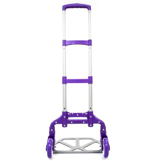 Compact Foldable Telescopic Trolley Luggage Cart in Purple - Easy Travel Solution - Image 4