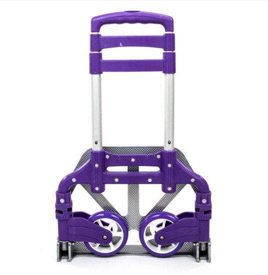 Compact Foldable Telescopic Trolley Luggage Cart in Purple - Easy Travel Solution - Image 6