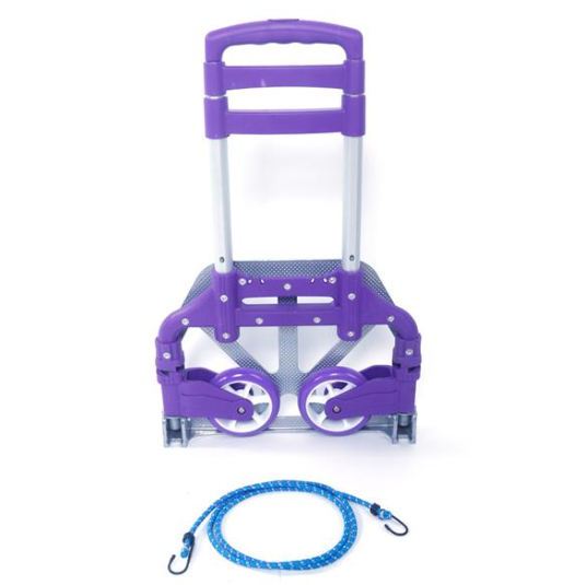 Compact Foldable Telescopic Trolley Luggage Cart in Purple - Easy Travel Solution - Image 12