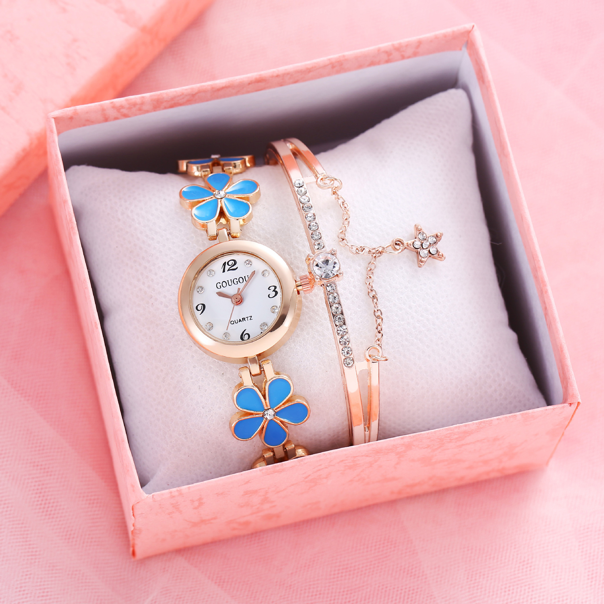 Elegant Ladies Petal Patterned Quartz Watch and Bracelet Set for Timeless Style - Image 6