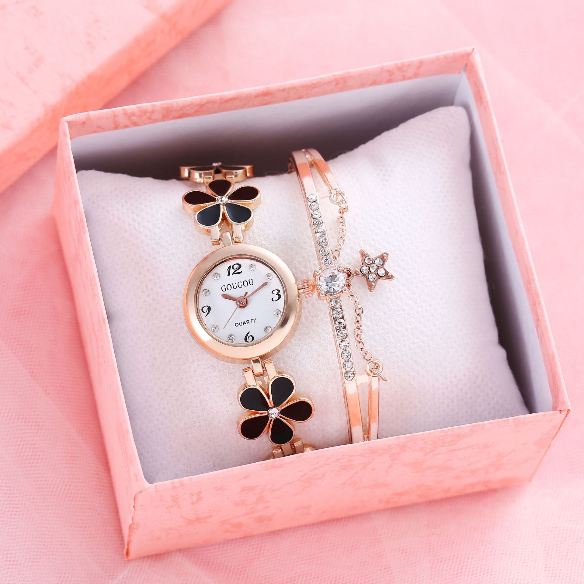 Elegant Ladies Petal Patterned Quartz Watch and Bracelet Set for Timeless Style - Image 7