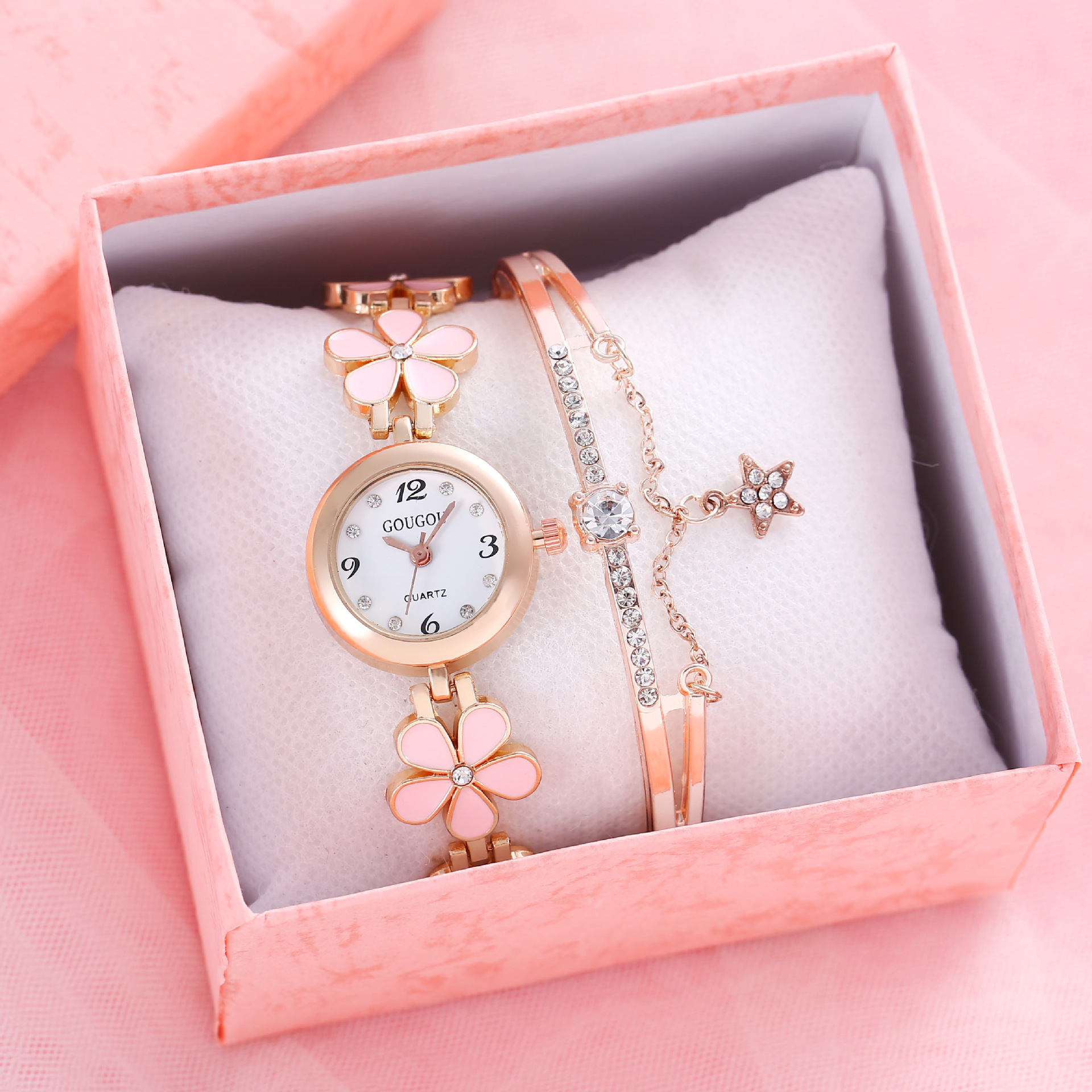 Elegant Ladies Petal Patterned Quartz Watch and Bracelet Set for Timeless Style - Image 8