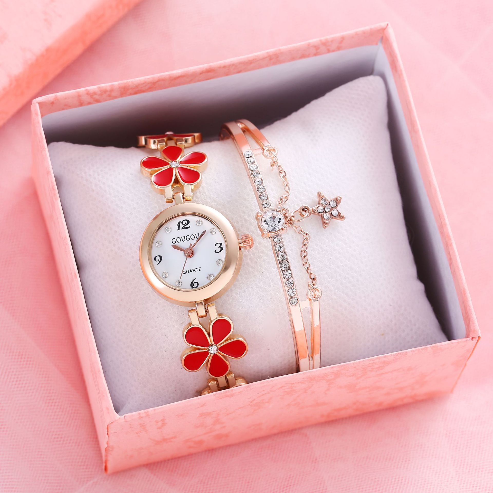 Elegant Ladies Petal Patterned Quartz Watch and Bracelet Set for Timeless Style - Image 10