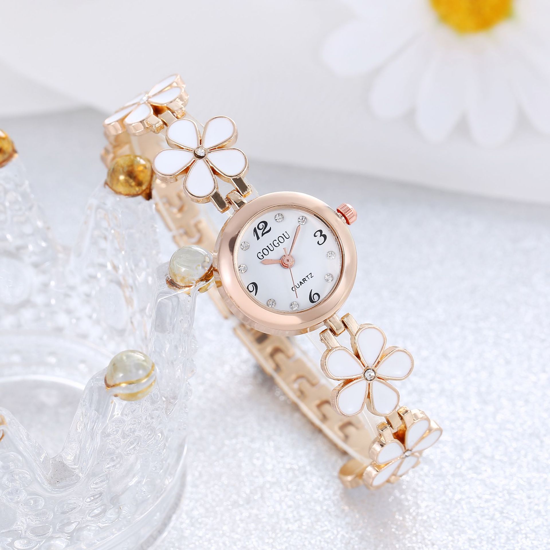 Elegant Ladies Petal Patterned Quartz Watch and Bracelet Set for Timeless Style - Image 14
