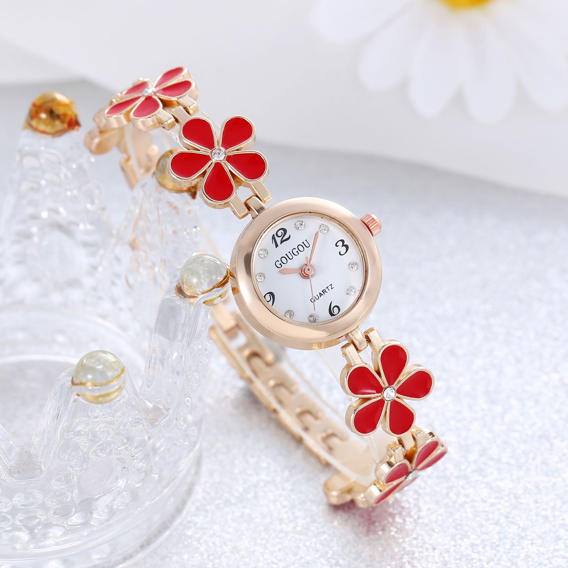 Elegant Ladies Petal Patterned Quartz Watch and Bracelet Set for Timeless Style - Image 15