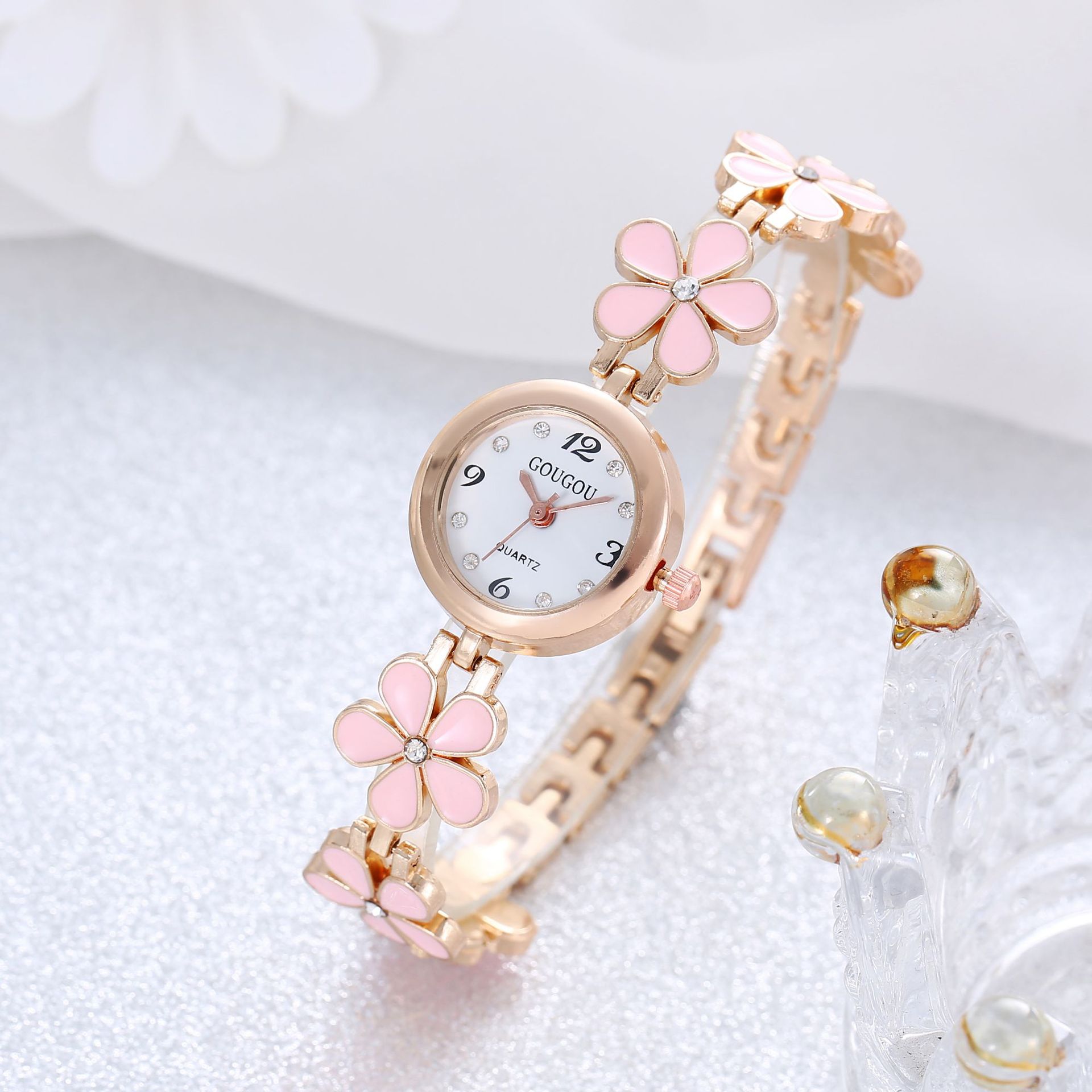 Elegant Ladies Petal Patterned Quartz Watch and Bracelet Set for Timeless Style - Image 17