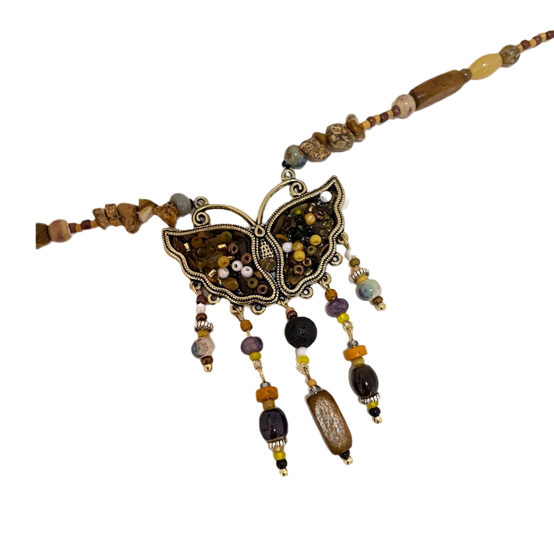 Elegant Butterfly Tassel Natural Stone Necklace for Women - Stylish Accessory - Image 8
