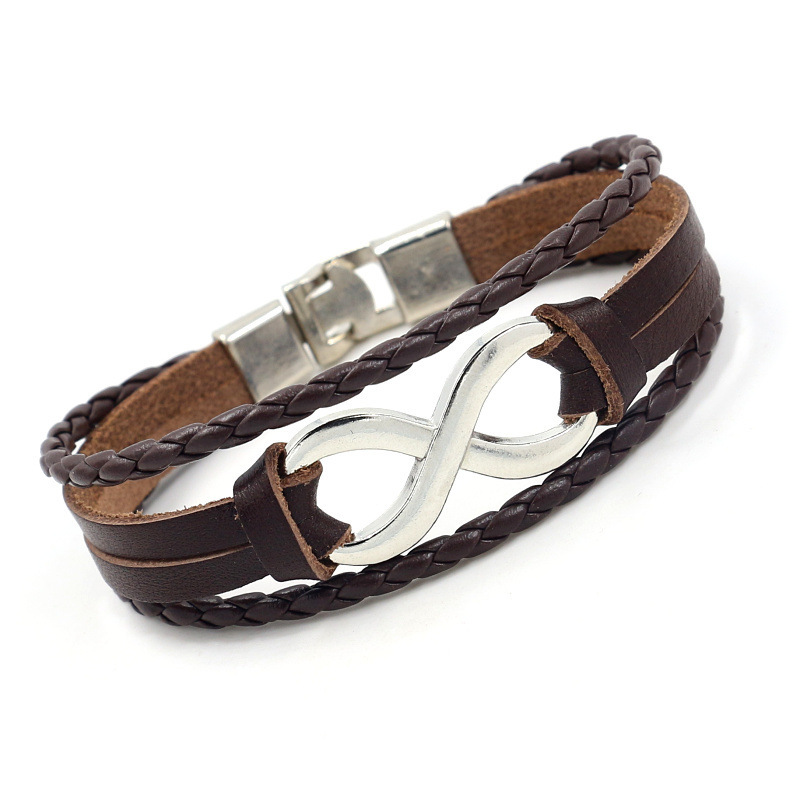 Alloy Lucky Figure 8 Leather Bracelet - Stylish & Unique Accessory - Image 3
