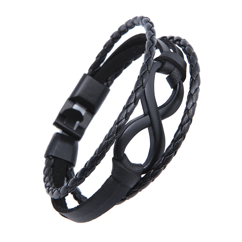 Alloy Lucky Figure 8 Leather Bracelet - Stylish & Unique Accessory - Image 4