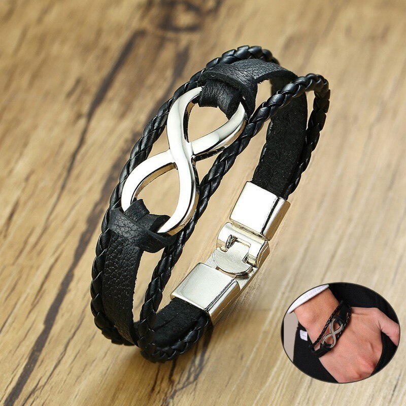 Alloy Lucky Figure 8 Leather Bracelet - Stylish & Unique Accessory - Image 11