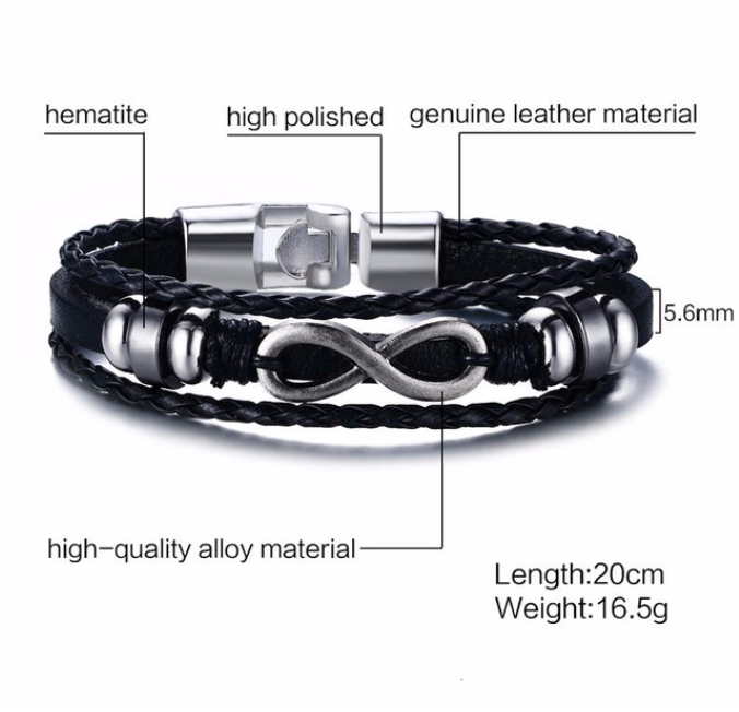 Alloy Lucky Figure 8 Leather Bracelet - Stylish & Unique Accessory - Image 16