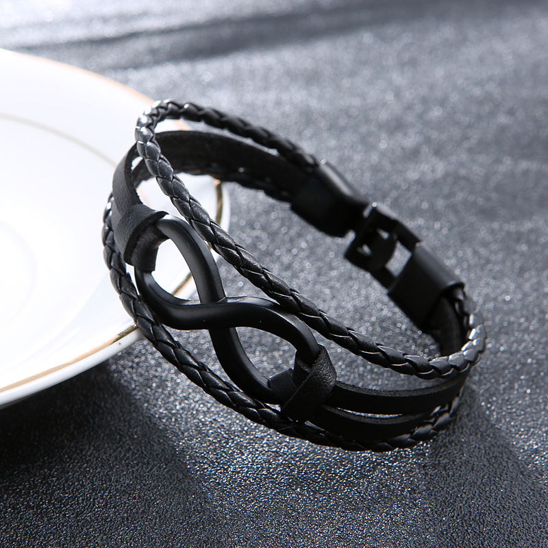 Alloy Lucky Figure 8 Leather Bracelet - Stylish & Unique Accessory - Image 23
