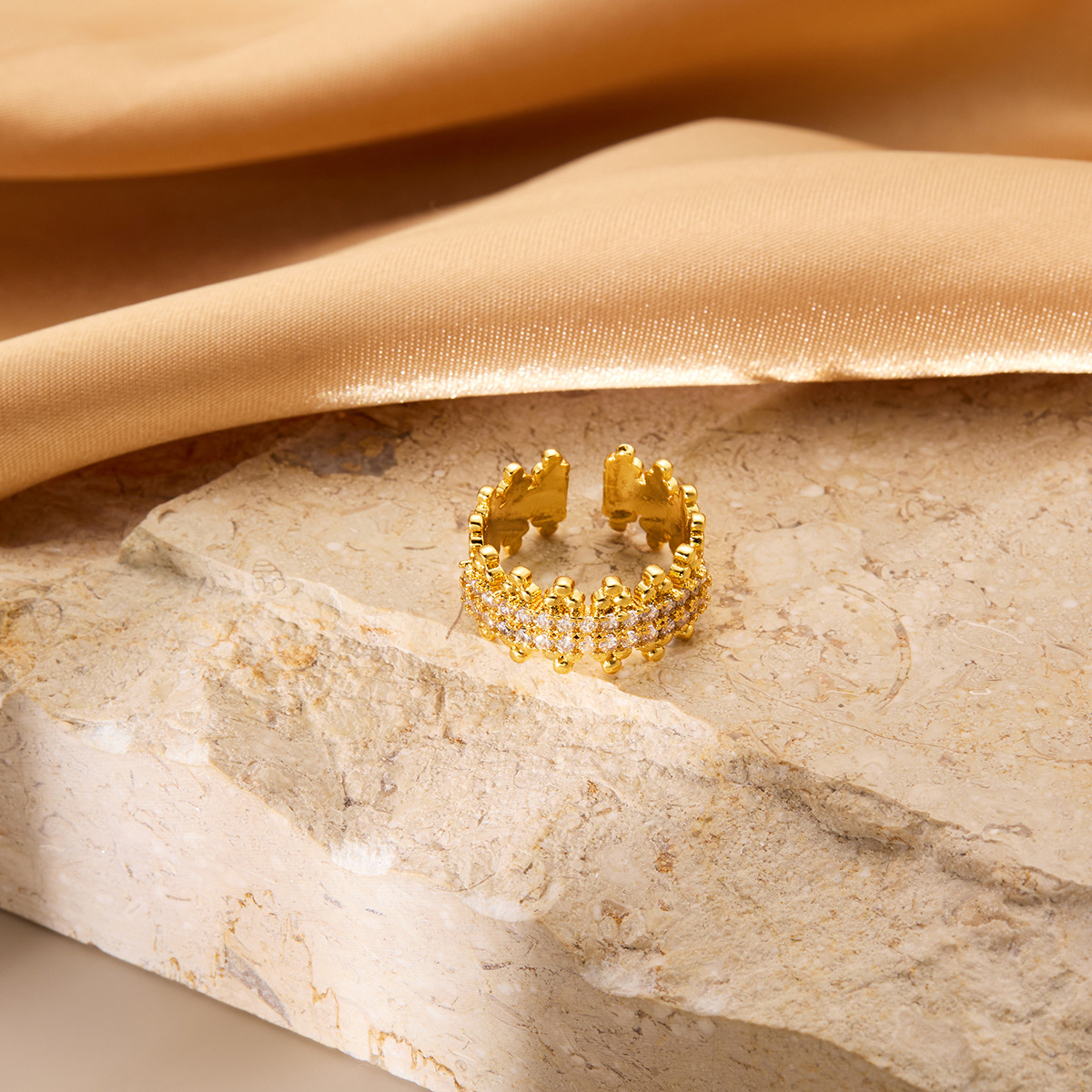 Vintage-Inspired Minority Real Gold Plated Copper Ring for Timeless Elegance - Image 2