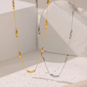 Elegant Simple Broken Silver Small Square Clavicle Chain Necklace for Women