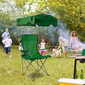 Foldable Portable Camping Chair with Sunshade & Rain Shelter, 330LBS Support, Not Available on Walmart